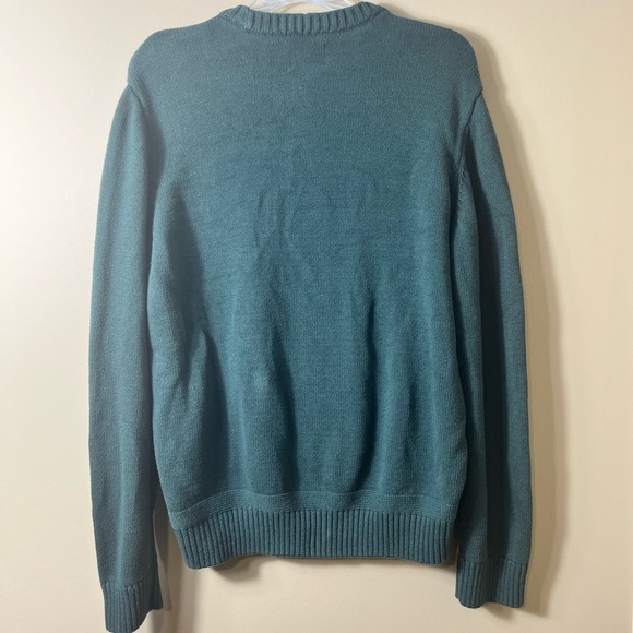 Ben Sherman Green Cable Knit Crewneck Cotton Sweater Size Large Fisherman - Picture 2 of 6